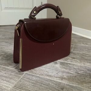 Burgundy Satchel Bag with Structured Design